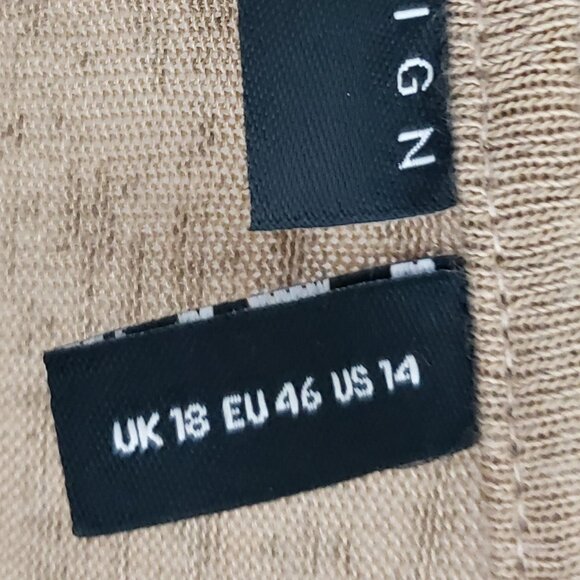 ASOS Design Short Sleeve Boxy Knit Top NWOT Size 14 Tan Brown V-Neck 100% Poly - Picture 4 of 6